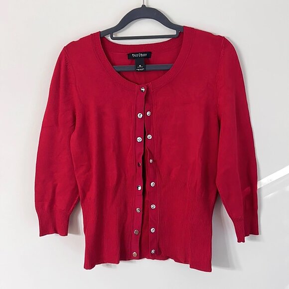 White House Black Market Knit Sweater Red Size Medium - Picture 2 of 4